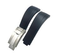 BWBVHRHZY 20mm 21mm cinturino in gomma for fibbia corta adatto for Rolex adatto for Daytona Submariner ruolo OYSTERFLEX Yacht Master cinturino da polso piccolo in silicone(Black-Buckle,21mm)