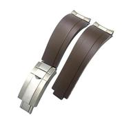 BWBVHRHZY 20mm 21mm cinturino in gomma for fibbia corta adatto for Rolex adatto for Daytona Submariner ruolo OYSTERFLEX Yacht Master cinturino da polso piccolo in silicone(Brown-Buckle-Link,21mm)