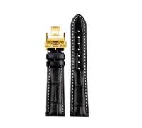 BWBVHRHZY Adatto for Longines Masters Collection L3 L4 L2.628/L2.673 Cinturino for orologio Cinturino for fibbia in pelle 19 20 21mm Cinturino da polso(Black Gold,20mm)