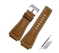 BWBVHRHZY Cinturino da uomo in vera pelle da 35mm * 24mm adatto for Bell Ross BR-01 e BR-03 cinturino da polso for cinturino + strumento(Khaki silver)