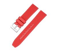 BWBVHRHZY Cinturino in caucciù fluoro di alta qualità 20mm 22mm FKM cinturino for orologio a sgancio rapido cinturino adatto for Omega Moon Swatch adatto for Seamaster 300(Red silver clasp,20mm)