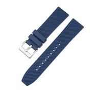 BWBVHRHZY Cinturino in caucciù fluoro di alta qualità 20mm 22mm FKM cinturino for orologio a sgancio rapido cinturino adatto for Omega Moon Swatch adatto for Seamaster 300(Blue silver clasp,20mm)