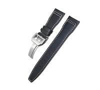 BWBVHRHZY Cinturino in pelle 20mm 21mm 22mm adatto for orologio IWC Big Pilot Pilot Spitfire adatto for cinturino for orologio Princekin Mark(Black white Square,21mm)