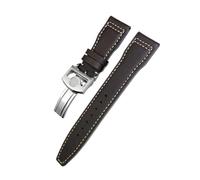 BWBVHRHZY Cinturino in pelle 20mm 21mm 22mm adatto for orologio IWC Big Pilot Pilot Spitfire adatto for cinturino for orologio Princekin Mark(Brown white Round,21mm)