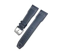 BWBVHRHZY Cinturino in pelle 20mm 21mm 22mm adatto for orologio IWC Big Pilot Pilot Spitfire adatto for cinturino for orologio Princekin Mark(Blue white,20mm)
