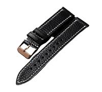 BWBVHRHZY Cinturino in pelle Folio 18 20 22MM for clip marrone morbido nero cucito a mano, adatto for braccialetti da uomo di orologi vintage(B rose gold buckle,21mm)
