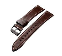 BWBVHRHZY Cinturino in pelle Folio 18 20 22MM for clip marrone morbido nero cucito a mano, adatto for braccialetti da uomo di orologi vintage(A silver buckle,22mm)