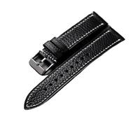 BWBVHRHZY Cinturino in pelle Folio 18 20 22MM for clip marrone morbido nero cucito a mano, adatto for braccialetti da uomo di orologi vintage(B silver buckle,22mm)