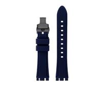 BWBVHRHZY Cinturino in resina siliconica 19mm 21mm Nero Blu scuro Verde Arancione Cinturino da uomo adatto for SWATCH IRONY adatto for CHRONO marrone(Dark blue-Black,21mm)