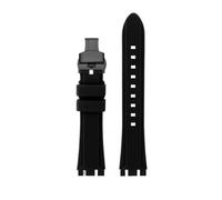 BWBVHRHZY Cinturino in resina siliconica 19mm 21mm Nero Blu scuro Verde Arancione Cinturino da uomo adatto for SWATCH IRONY adatto for CHRONO marrone(Black-Black,19mm)