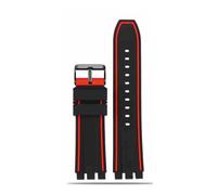 BWBVHRHZY Cinturino orologio in gomma siliconica 21mm Sport Nero Arancione Blu Rosso Arancione Gary Lines Cinturino da uomo adatto for Swatch YVS400 YVS451 YVB404(Black red-B pin,21mm)