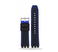 BWBVHRHZY Cinturino orologio in gomma siliconica 21mm Sport Nero Arancione Blu Rosso Arancione Gary Lines Cinturino da uomo adatto for Swatch YVS400 YVS451 YVB404(Black blue-S pin,19mm)