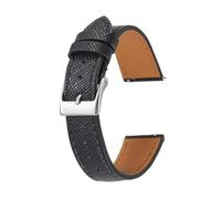 BWBVHRHZY Misura affusolata a sgancio rapido for cinturino for orologio in pelle Saffiano 18mm 20mm 22mm Cinturini for orologi sottili for uomo Donna Cinturini di ricambio(Black silver buckle,22mm)