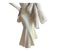 BWCKMTSC Gonna Lunga Donna Sirena Principessa Maglia A Coda di Pesce Gonna Media Lunga A Vita Alta Autunno -grigio-8004 Taglia Unica Adatta A Tutti (80-130)