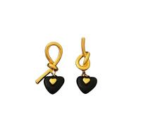 BWCKMTSC Orecchini Donna Oro Grandi Orecchini A Cuore Nero, Temperamento, Nicchia, Design del Nodo Asimmetrico, Orecchini Ipoallergenici per Donne-Amore Nero