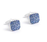 BWDHJLEY Cuff-Daddy - Gemelli da uomo in argento, stile retrò, blu quadrato, con zirconi