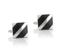 BWDHJLEY Cuff-Daddy - Gemelli da uomo in argento, stile retrò, nero, classico, quadrato, per camicia