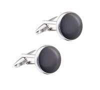 BWDHJLEY Cufflinks Argento, Gemelli Uomini Nero Semplice Rotonda Gemelli per Camicia Vestito