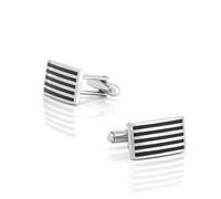 BWDHJLEY Cufflinks - Gemelli da uomo in argento, con motivo a righe rettangolari