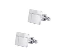 BWDHJLEY Cufflinks - Gemelli da uomo in argento, con strisce quadrate, tinta unita, per camicia