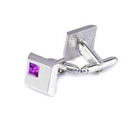 BWDHJLEY Cufflinks Silver, gemelli da uomo quadrati con zirconi viola, per camicia e abito