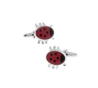 BWDHJLEY Cufflinks Silver, gemelli da uomo vintage, rosso e nero, a forma di coccinella, per sposo, testimone