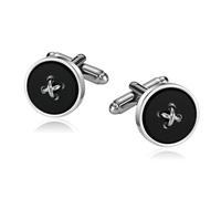 BWDHJLEY Gemelli da uomo a forma di croce, gemelli in acciaio inox retrò rotondo Cufflinks per camicia vestito