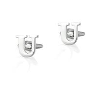 BWDHJLEY Gemelli da uomo con lettere, gemelli vintage in argento con lettera Cufflinks per camicia vestito