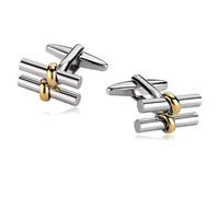 BWDHJLEY Gemelli da uomo per camicia, gemelli vintage in acciaio inox a due cilindri, barra a due cilindri, per smoking, gemelli, accessori aziendali