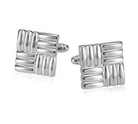 BWDHJLEY Gemelli in acciaio inox, gemelli quadrati, color argento, per lo sposo e il testimone