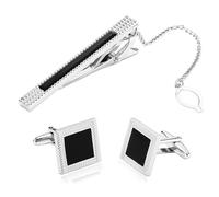 BWDHJLEY Gemelli in acciaio inox, noepfs manchette da uomo matrimonio argento nero geometria Cufflinks per lo sposo testimone