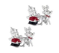 BWDHJLEY Gemelli in argento, camicia gemelli da uomo rosso Babbo Natale Cufflinks per lo sposo testimone