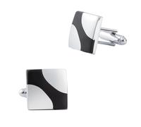 BWDHJLEY Gemelli in argento, gemelli da uomo nobile nero classico quadrato Cufflinks per camicia vestito