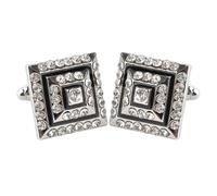 BWDHJLEY Gemelli quadrati Cufflinks in lega d'argento gemelli con zirconi bianchi rotondi