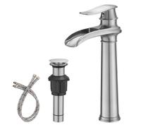 BWE Maniglia Miscelatore Rubinetti Bagno Commerciale del Becco della Cascata del Rubinetto del Lavandino della Nave del Nichel Spazzolato Singolo un Foro