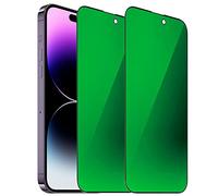 BWEDXEZ 2 pellicole protettive per schermo anti-spia in vetro temperato anti-blu per la privacy, compatibili con iPhone 14 Pro Max, 6,7 pollici galvanizzate durezza 9H antigraffio (verde)