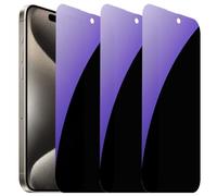 BWEDXEZ 3 pellicole protettive in vetro temperato anti-blu per la privacy, per iPhone 15 Pro Max, anti-spia, pellicola anti-sbirciamento, durezza 9H, antigraffio, 6,7 pollici (blu)