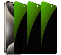 BWEDXEZ 3 pellicole protettive in vetro temperato anti luce blu per la privacy per iPhone 15 Pro, anti-spia, pellicola anti-sbirciamento, durezza 9H, antigraffio, 15,5 cm (verde)