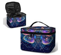 BWEGRHE Beauty case da viaggio con cinturino da polso staccabile, Luna magica falena, L