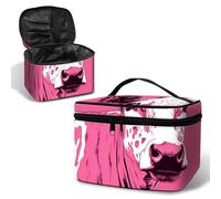 BWEGRHE Beauty case da viaggio con cinturino da polso staccabile, Mucca rosa., L