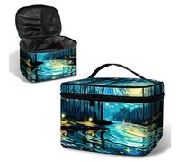 BWEGRHE Beauty case da viaggio con cinturino da polso staccabile, Notte stellata da sogno, L