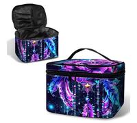 BWEGRHE Beauty case da viaggio con cinturino da polso staccabile, Rosa Viola Sogno, L