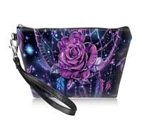 BWEGRHE Beauty case da viaggio con cinturino da polso staccabile, Rosa Viola Sogno, S