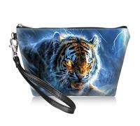 BWEGRHE Beauty case da viaggio con cinturino da polso staccabile, Tigre, S