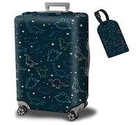 BWEGRHE Copertura bagagli Valigia Protector più 1 etichetta per bagagli adatto per bagagli da 18-30 pollici, Dinosauri Spazio, XL