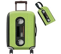 BWEGRHE Copertura per valigia, con 1 etichetta per bagagli, adatta per bagagli da 19 a 32 pollici, Cassetta nastro verde, S (19-21 inch)