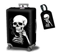 BWEGRHE Copertura per valigia, con 1 etichetta per bagagli, adatta per bagagli da 19 a 32 pollici, Fiore Viola Colibrì, M (22-25 inch)