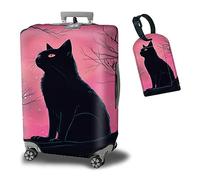 BWEGRHE Copertura per valigia, con 1 etichetta per bagagli, adatta per bagagli da 19 a 32 pollici, Gatto Cielo Rosa, M (22-25 inch)