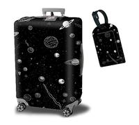 BWEGRHE Copertura per valigia, con 1 etichetta per bagagli, adatta per bagagli da 19 a 32 pollici, Pianeti Universo, L (26-29 inch)