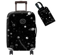 BWEGRHE Copertura per valigia, con 1 etichetta per bagagli, adatta per bagagli da 19 a 32 pollici, Pianeti Universo, S (19-21 inch)